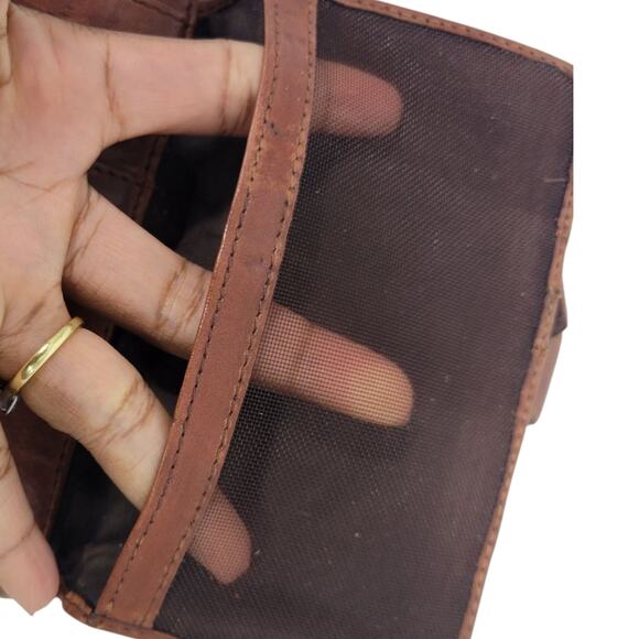 Vilenca Holland Wallet Brown Cognac Leather Woven Soft Slots Basketweave Bifold - Picture 14 of 15